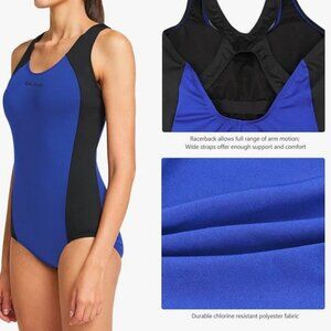 BALEAF Women's Racerback Athletic One Piece Modest Bathing Suit, Medium
